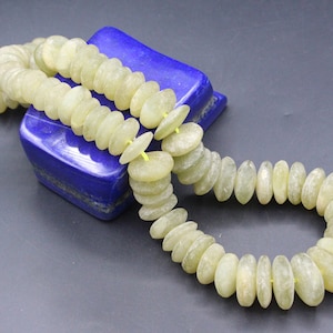 15&quot; 1 String Afghan Jade Stone Rondo Beads - Green Jade Necklace, Making Jewelry, - Afghan Rondo Beads - Long Beads,