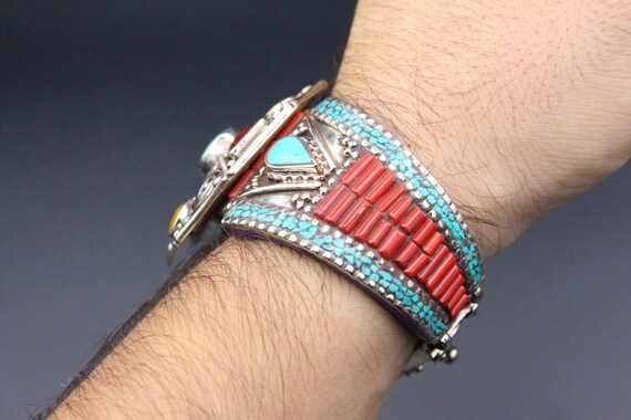 Tibetan Nepalese Cuff Bracelet, Cuff Bracelet, In… - image 8