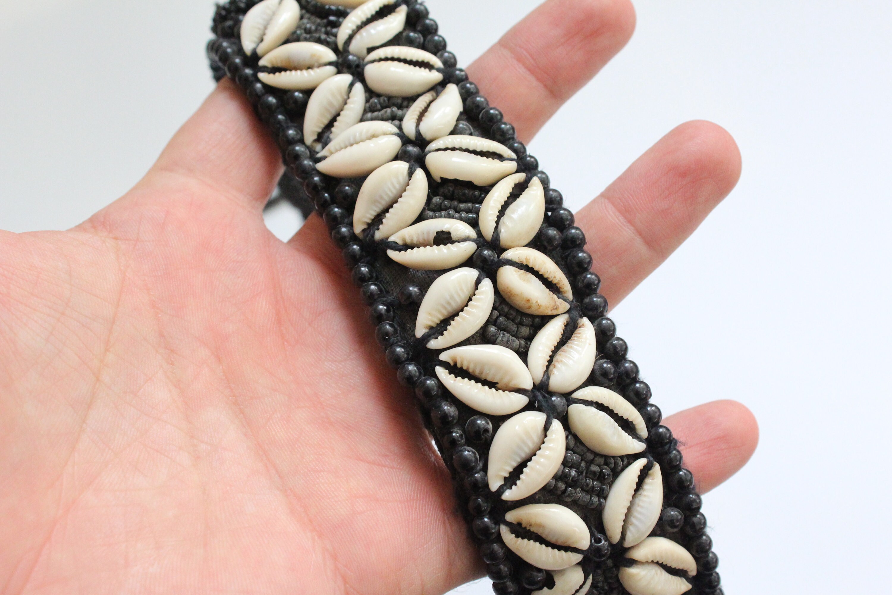Vintage Afghan Beaded Shell Belt: Tribal Belly Dance Jewelry Professional Belly Dance Shells Tribal Crochet Belt  main image 4
