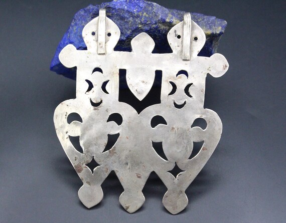 Turkmen Silver Carnelian Stone Double Asyk Pendan… - image 3