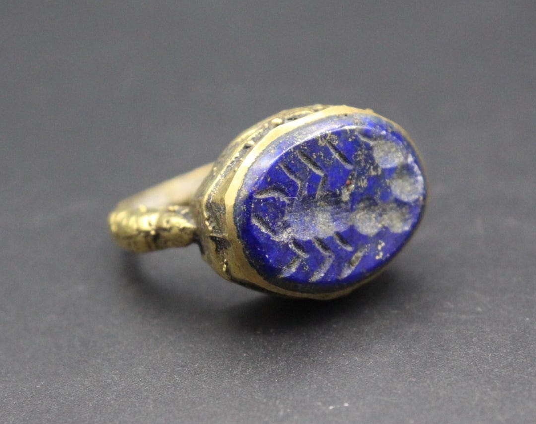 Vintage Afghan Ring, Tribal Lapis Lazuli Stones Boho Ring, Scorpion ...