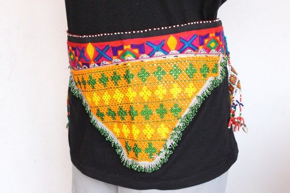 Vintage Kuchi Tribal Belt: Afghan Banjara Fabric, Tassels