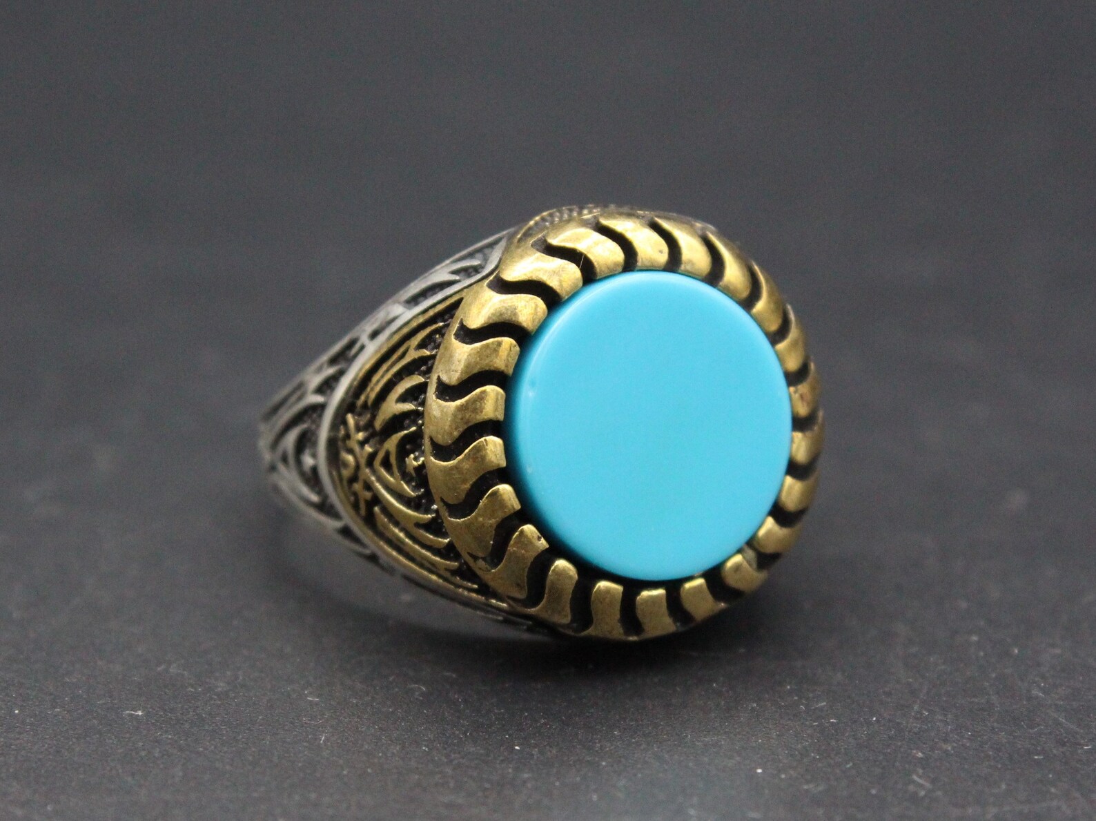 Turkish Ottoman Turquoise Stones 925K Sterling Silver & Bronze Etsy