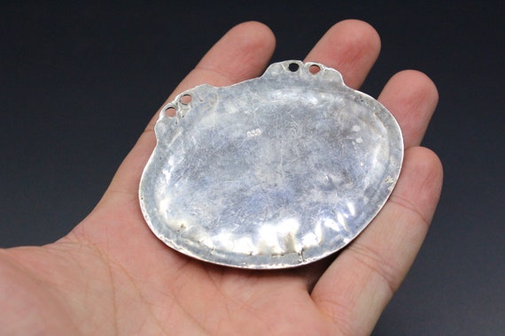 Vintage Uzbek Silver Oval Pendant, Lapis Lazuli S… - image 7