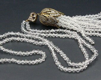 Collier en bronze turc, Collier de perles blanches Tassels, Collier Dangly, Collier Long Zircon, Collier de Pendentif de forme de tulipe #N01
