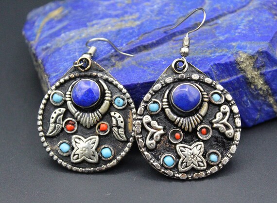 Vintage Uzbek Traditional Alpaka Earrings, Kuchi … - image 7