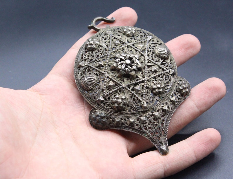 Ottoman Silver Costuming Belt Buckle Pendant Star Design Pendant, Talkaar Workmanship Ethnic Pendant Tribal Ottoman Pendant