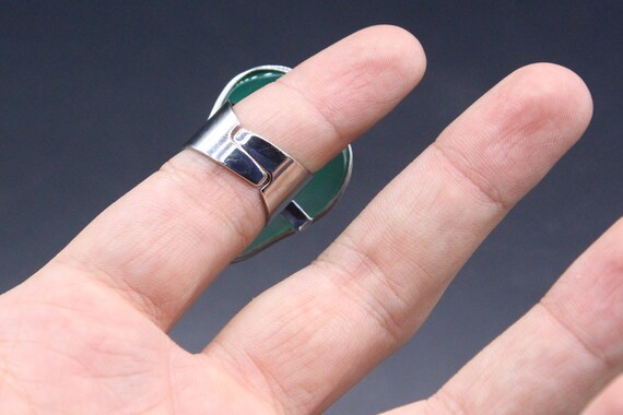 Turkish Glass Malachite Statement Ring, Large Gem… - image 6