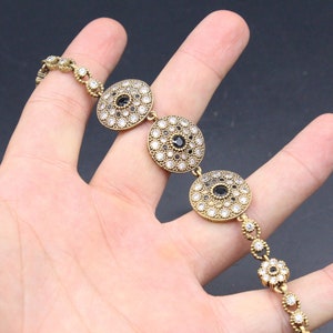 Ottoman Jewelry, Turkish Silver Bracelet, Black Onyx & Zircon Beads Bracelet, Fashion Bracelet, Belly Dance Bracelet,