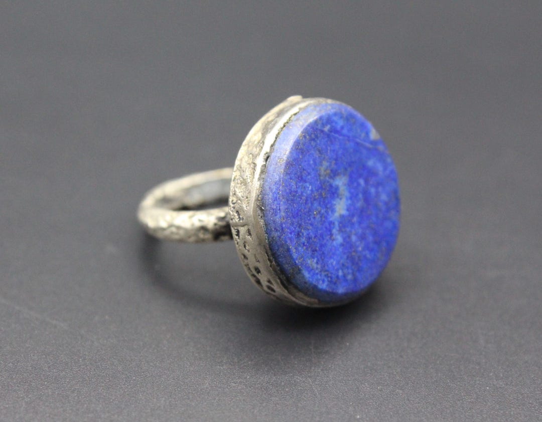 Afghan Alpaka Kuchi Tribal Ring, Lapis Lazuli Stone Boho Ethnic Ring ...