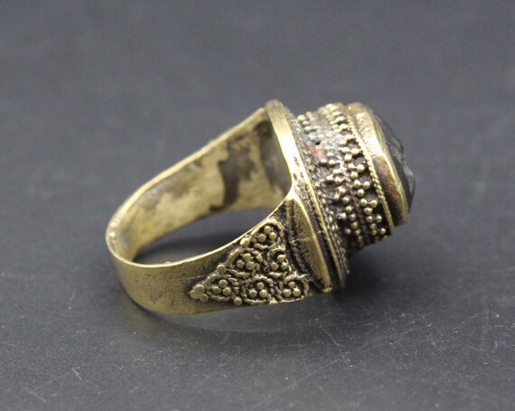 Vintage Afghan Ring, Tribal Onyx Stones Boho Ring… - image 3