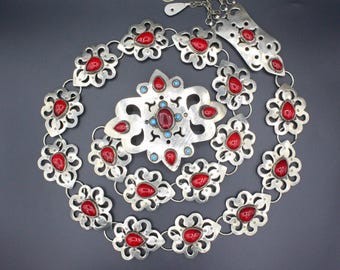 Vintage Afghan Kuchi Belt: Turkman Hanging Beads, Tribal Ornament Accessories | Vintage Afghan Kuchi Belt Turkman Hanging  main image 2