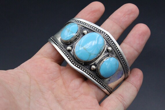 Vintage Afghan Turkmen Ethnic Cuff Bracelet, Boho… - image 5