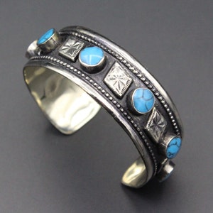 Afghan Traditional Cuff Bracelet, Belly Dance Bracelet, Turquoise Stone Cuff Bracelet, Adornment Bracelet, Adjustable Cuff Bracelet,
