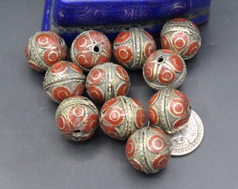 16 x 15mm Vingate Afghan Ethnic Tribal Beads, Kuchi Beads, Round Bowl Beads, Colorful Enamel Beads, Making Jewelry, Boho Beads