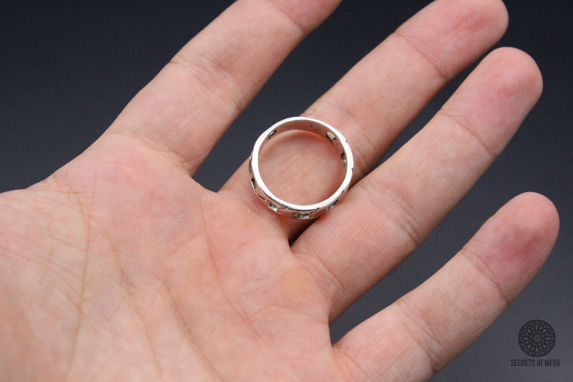 Turkish Silver Ring Engagement Adorable Ring Carved Etsy