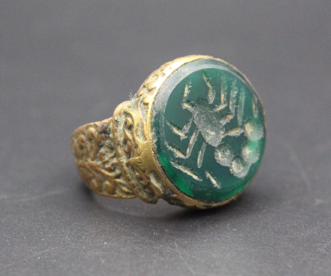 Vintage Afghan Ring, Boho Alpaka Ring, Scorpion Carved Belly Dance Ring ...