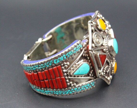 Tibetan Nepalese Cuff Bracelet, Cuff Bracelet, In… - image 3