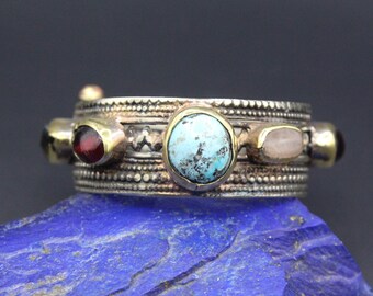 Afghaanse manchetarmband, traditionele alpaka-armband, edelstenen manchetarmband, armband, Afghaanse sieraden, armband met speldklem,