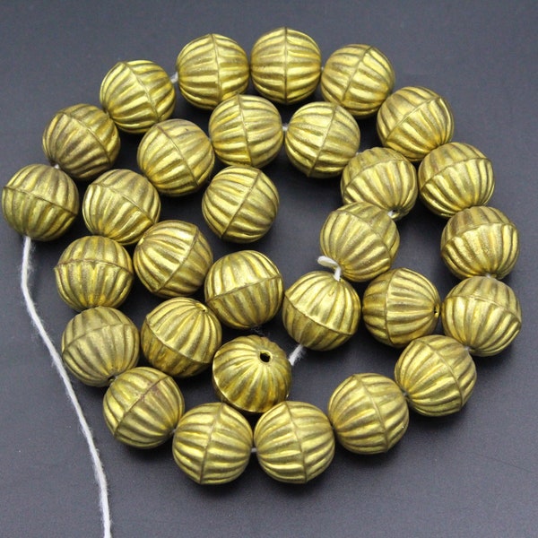 Vingate Afghan Ethnic Tribal Beads, Kuchi Beads, Gold Wash Round Bowl Beads, 12 x 13mm, Making Jewelry, Costuming Jewelry Beads, 1PCS