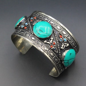 Afghan Cuff Bracelet, Belly Dance Cuff Bracelet, Malachite Stone Cuff Bracelet, Adornment Bracelet, Adjustable Cuff Bracelet,