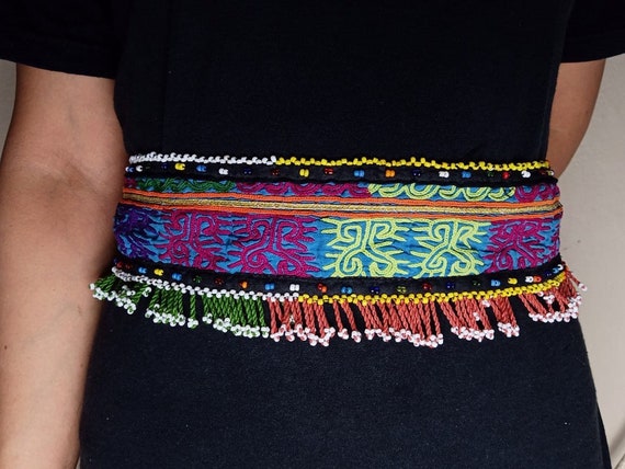 Vintage Kuchi Beaded Fabric Belt: Afghan Tribal Belly Dance  display picture 1