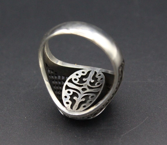 925K Sterling Silver Turkish Onyx Stone Ring, Car… - image 3