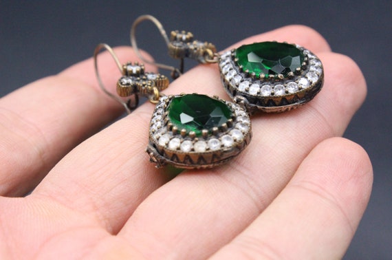 925K Sterling Silver & Bronze Turkish Ottoman Ear… - image 7