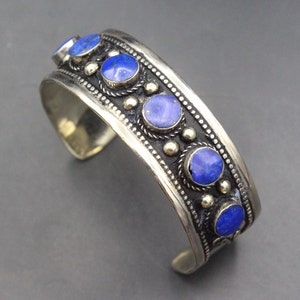 Afghan Traditional Cuff Bracelet, Belly Dance Bracelet, Lapis Lazuli Stone Cuff Bracelet, Adornment Bracelet, Adjustable Cuff Bracelet, #B02