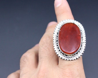 カーネリアン シルバー トルクメン リング アフガニスタン ラージ