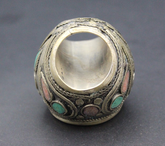 Vintage Afghan Turkmen Ring, Lapis Lazuli Stone A… - image 3