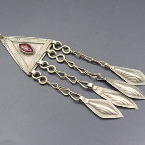 Vintage Afghan Tribal Pendant: Glass Beads, Tassels, Boho Costume