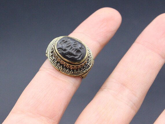 Vintage Afghan Ring, Tribal Onyx Stones Boho Ring… - image 5