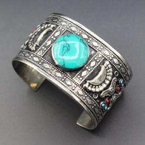 Afghan Cuff Bracelet, Belly Dance Cuff Bracelet, Malachite Stone Cuff Bracelet, Adornment Bracelet, Adjustable Cuff Bracelet,