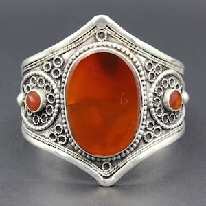 Afghan Cuff Bracelet, Belly Dance Cuff Bracelet, Tribal Cuff Bracelet, Adornment Bracelet, Carnelian Stones Cuff Bracelet, Afghan Jewelry