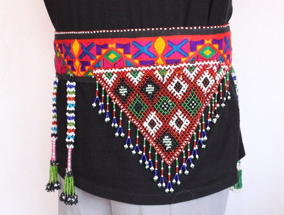 Vintage Kuchi Tribal Belt: Afghan Banjara Fabric, Tassels  display picture 3