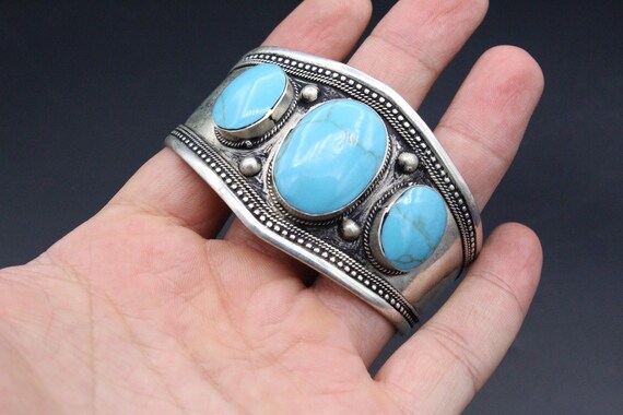 Vintage Afghan Turkmen Ethnic Cuff Bracelet, Boho… - image 10
