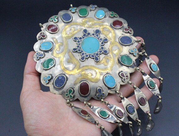 Vintage Afghan Turkmen Costuming Pendant - Belly … - image 8