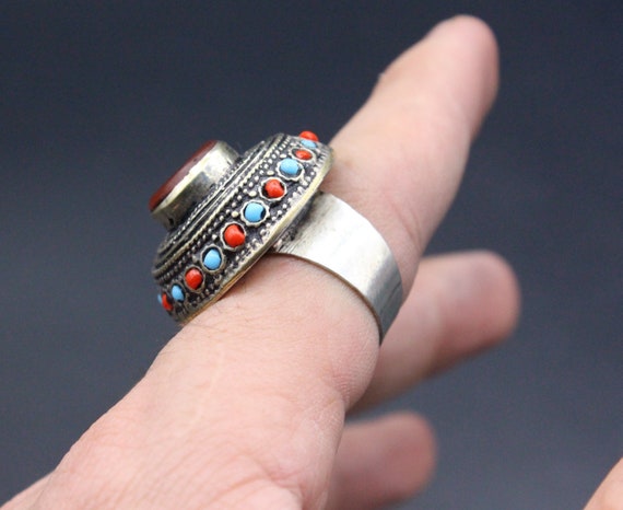 Afghan Ring, Colorful Beads Carnelian Stone Ring,… - image 5