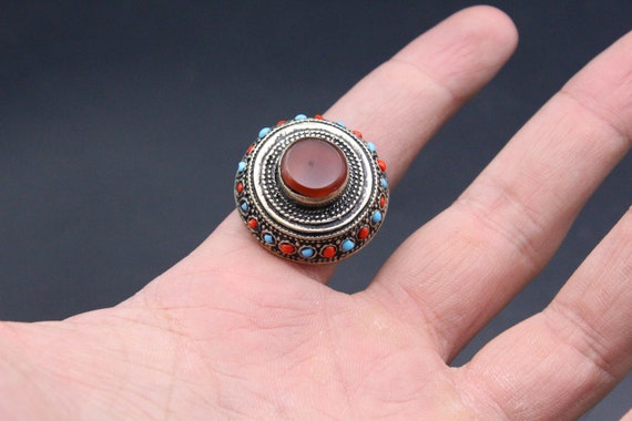 Afghan Ring, Colorful Beads Carnelian Stone Ring,… - image 7