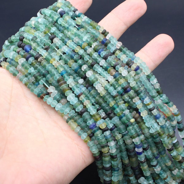 1 String Afghan Circular Ancient Roman Glass Beads - Glass Necklace, Making Jewelry, Glass Beads - Afghan Glass Beads, Rondelle Beads