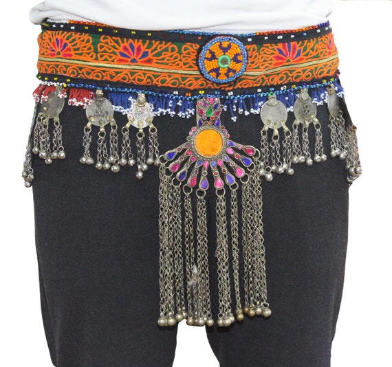 Amazing Vintage Kuchi Belt, Gypsy Alpaka Pendants