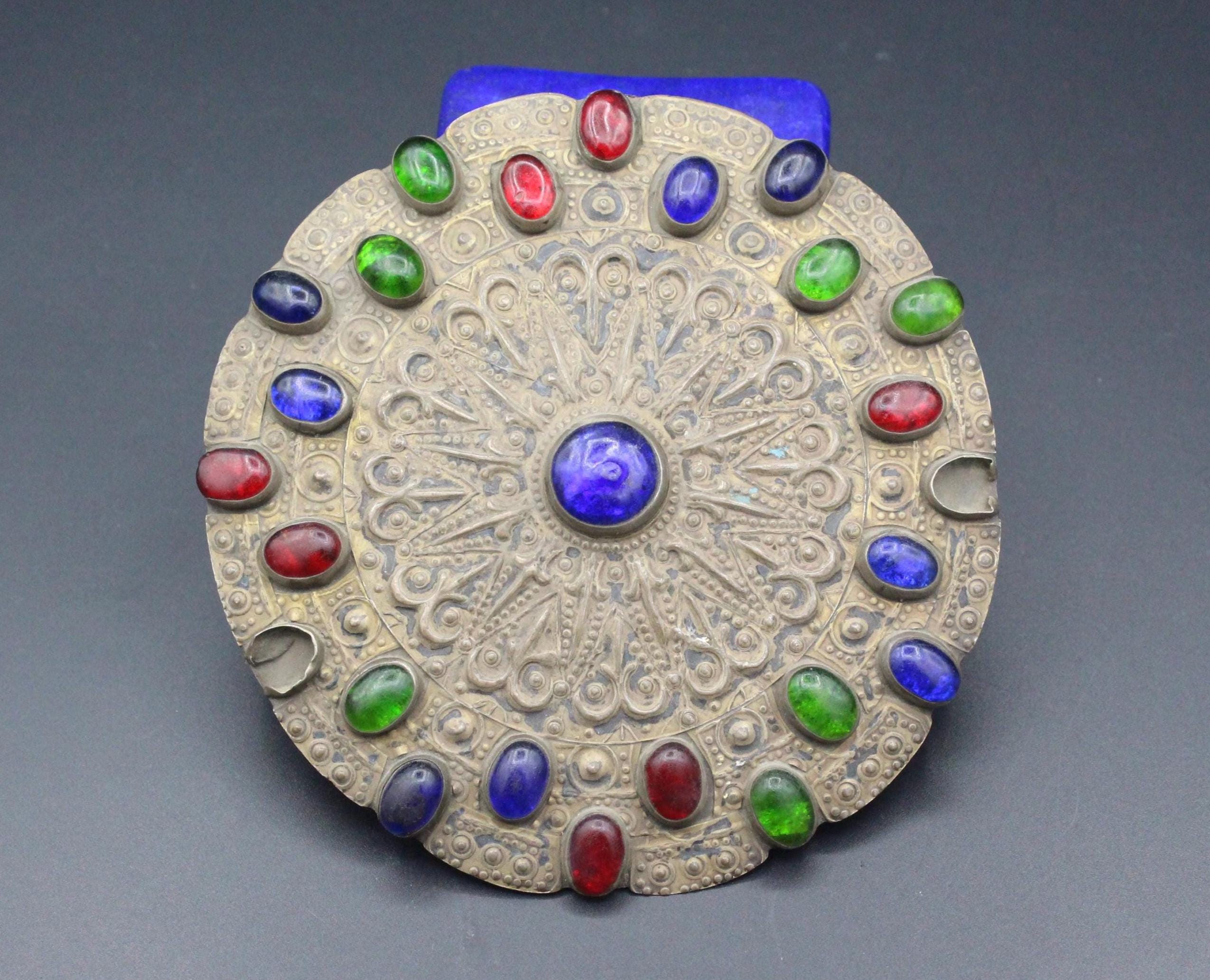 ヴィンテージ トルクマン シルバー グルヤカ ペンダント：カラフルな