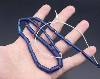 1 String Ancient Roman Glass Beads Necklace - Blue Glass Necklace, Making Jewelry, Glass Beads - Afghan Glass Beads Necklace - Blue Color