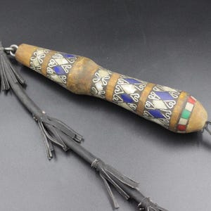 Afghan Traditional Alpaka Inlaid Wooden Whips, Leather Horse Whips, Afghan Style Old Whips, Multiple Colors Stones Inlaid Whips,