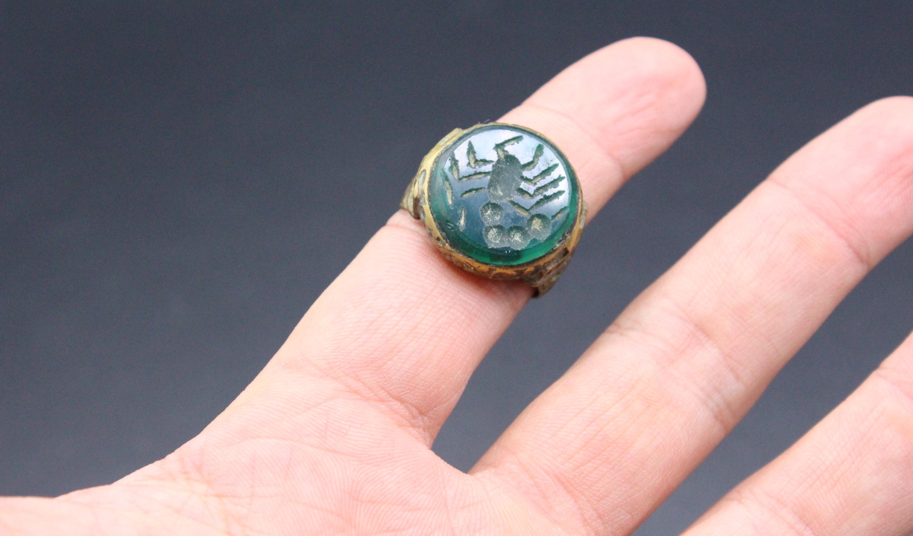Vintage Afghan Ring, Boho Alpaka Ring, Scorpion Carved Belly Dance Ring ...