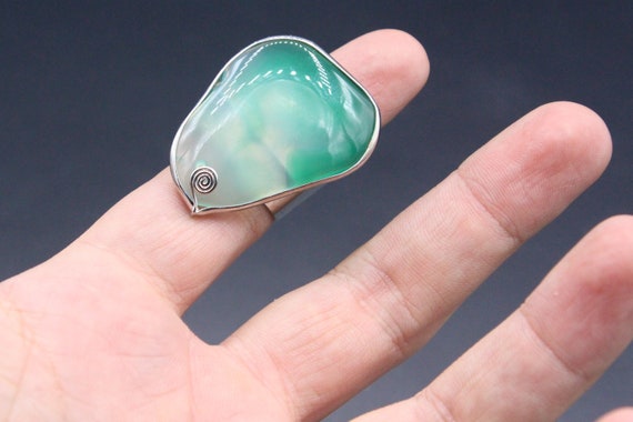 Turkish Glass Malachite Statement Ring, Large Gem… - image 5