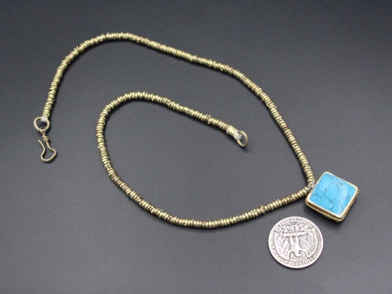 Vintage Afghan Alpaka Turquoise Stones Necklace B… - image 3