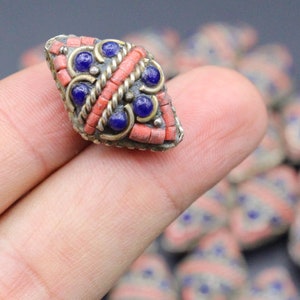 1 PC cuentas tibetanas nepalesas, cuentas coloridas, cuentas largas de tubo de 22 mm x 15 mm, cuentas coloridas, fabricación de joyas, cuentas creativas, cuentas planas,