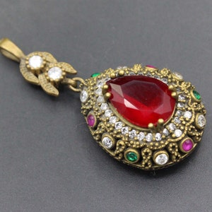 Turkish Sterling Silver Ruby Pendant: Ottoman Bronze Locket